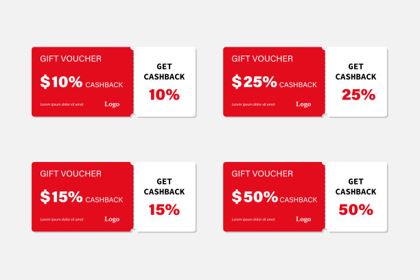 一套带百分号的纸质折扣券。图片下载