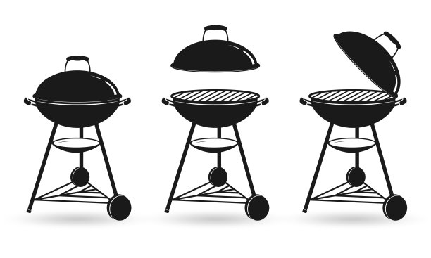 烧烤，烧烤图标或标志集。烧烤焙烧炉。夏日派对的标志。矢量插图。图片下载