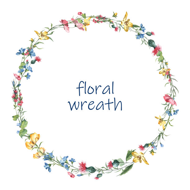 野花花环与复制空间在中间图片下载