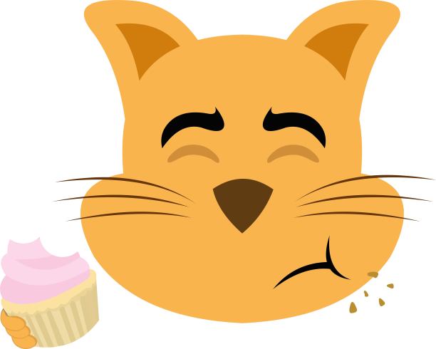 矢量猫头吃蛋糕松饼图片下载