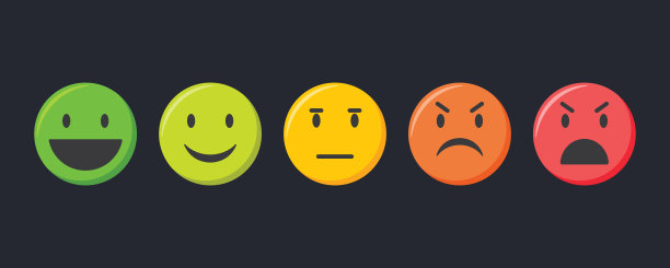 表情符号设置。客服满意度评分表情集合，矢量插图图片下载