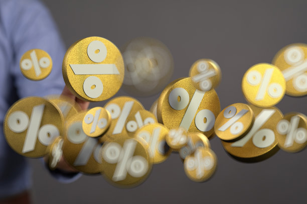 个人呈现销售和百分比图标的3D渲染图片下载