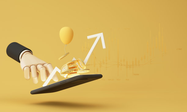 金融图表箭头放大了由于金融危机而导致的商品和废料价值上升的概念。金融和金融安全的概念。黄色背景的3d渲染图片下载