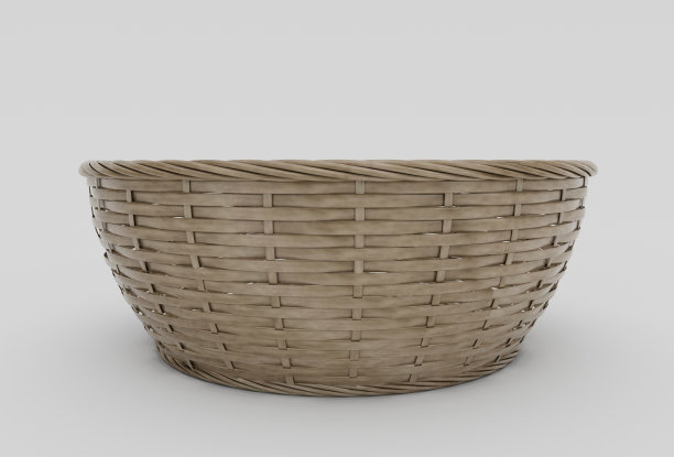 竹篮柳条最小三维渲染在白色背景图片下载