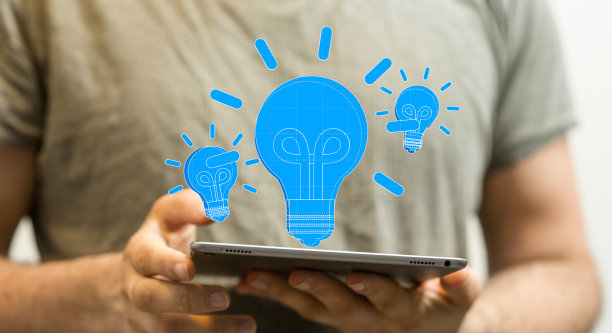 蓝色灯泡图标的说明作为一个想法的概念图片下载