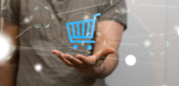 购物车作为网络的一部分，作为电子商务创新的一个概念图片下载