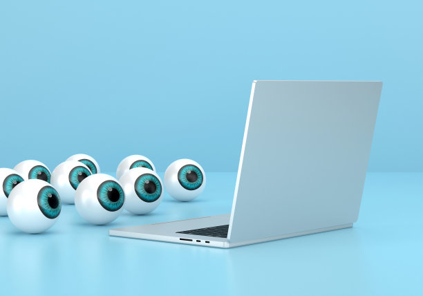 抽象的眼睛看着笔记本电脑图片下载