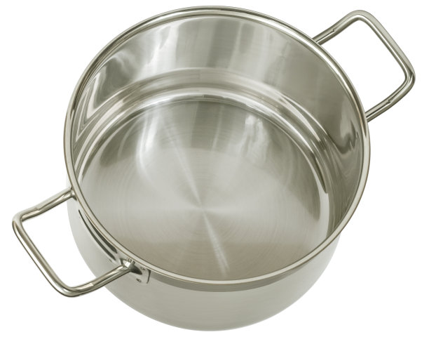 不锈钢锅隔离在白色背景图片下载