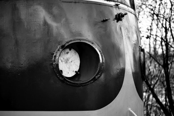 荷兰一辆废弃火车的细节灰阶镜头图片下载