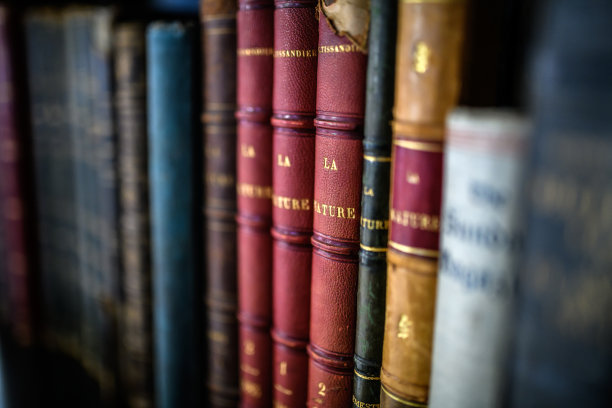书架上的19世纪古董书图片下载