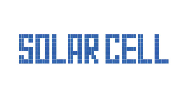 太阳能字母与太阳能电池板隔离在白色背景。图片下载