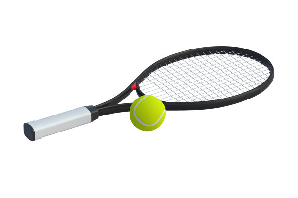 网球拍和球孤立在白色背景上。三维渲染图片下载
