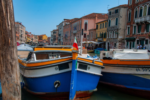 意大利威尼斯运河边的船只图片下载