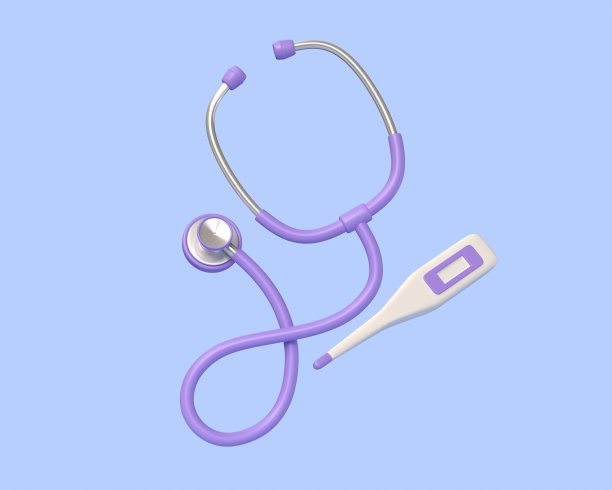 3d医学听诊器和电子体温计的医生卡通风格。医学和保健的概念。插图孤立在蓝色背景上。三维渲染图片下载