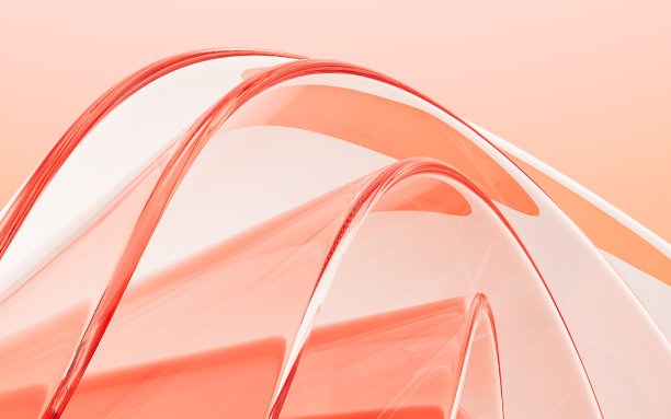 橙色抽象曲面玻璃背景，3d渲染。图片下载