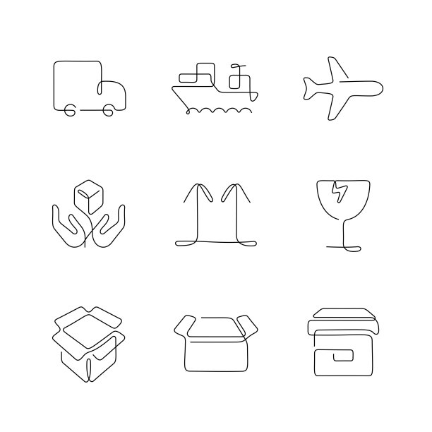 物流艺术风格连续线条图标图片下载