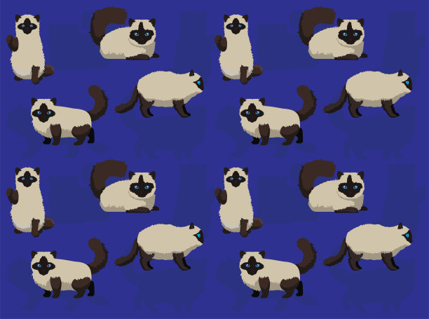 猫布娃娃卡通人物无缝壁纸背景图片下载