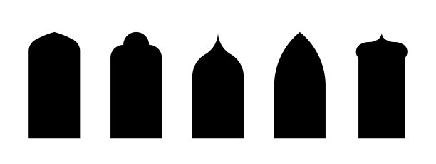 阿拉伯语拱形:窗户或门拱形的矢量形状。伊斯兰框架。斋月卡里姆剪影图标。图片下载