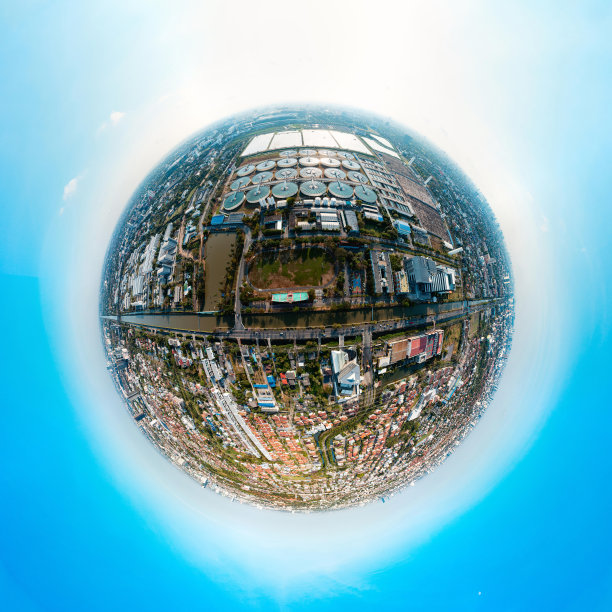 饮用水处理厂360度球形全景图。图片下载
