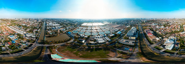 球形HDRI全景360度视角饮用水处理厂。图片下载