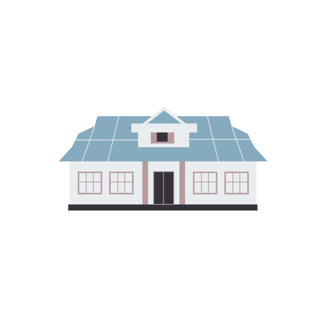 白色的房子与蓝色的屋顶矢量插图。图片下载