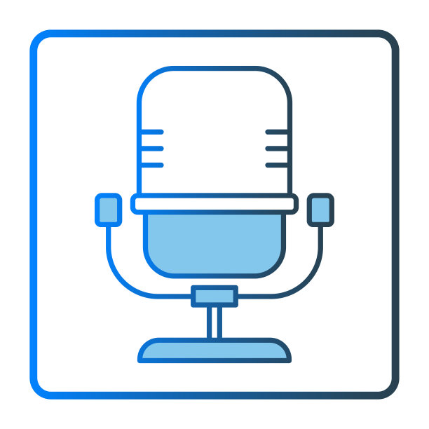 麦克风图标说明。多媒体相关的图标。直线型彩色图标样式，两种色调图标。简单的矢量设计可编辑图片下载