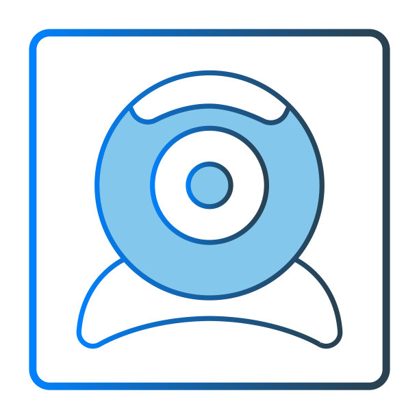 网络摄像头图标说明。多媒体相关的图标。直线型彩色图标样式，两种色调图标。简单的矢量设计可编辑图片下载