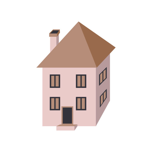 粉色现代房屋矢量插图。图片下载