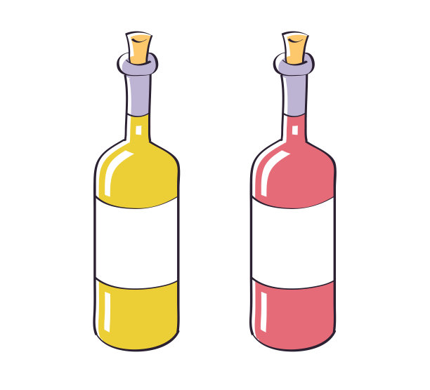 白葡萄酒和红酒瓶的空白标签图片下载