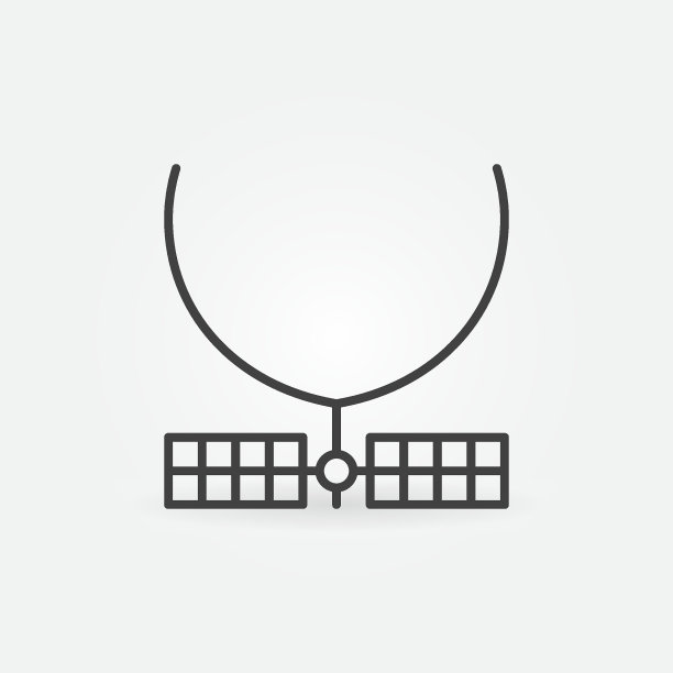 无线电探空仪与太阳能电池板矢量概念线性图标图片下载