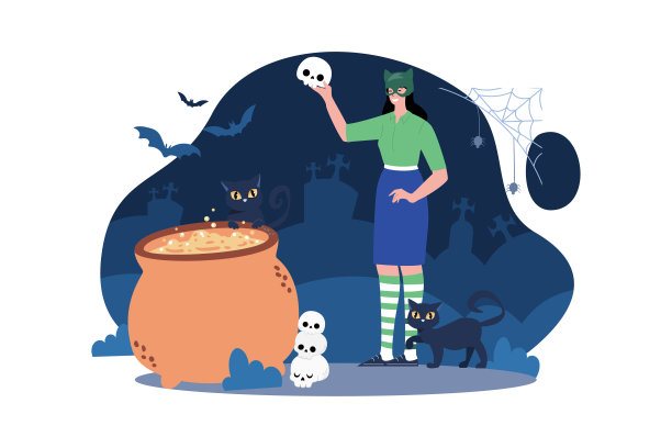 穿着诡异万圣节服装和妆容的孩子们图片下载