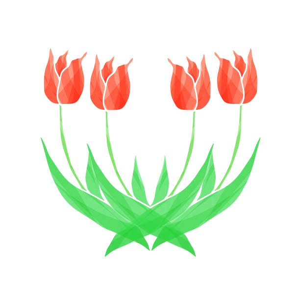 插图就像四个红色郁金香的象征。图片下载