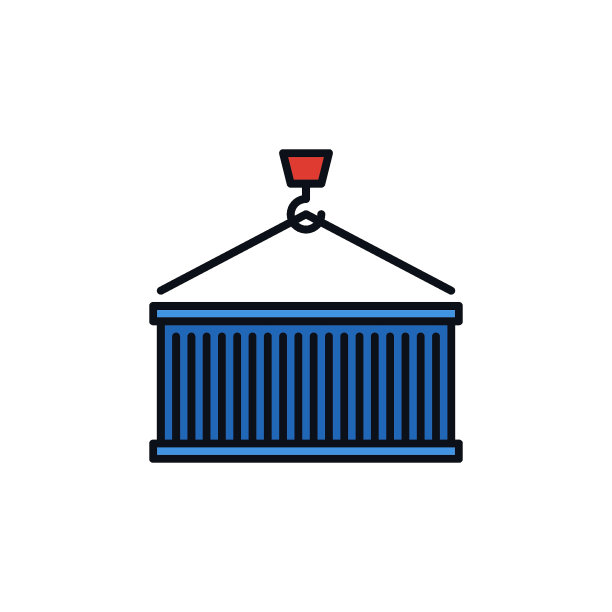蓝色集装箱矢量交付概念现代图标或标志图片下载