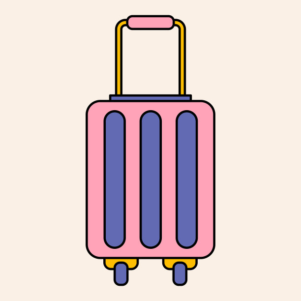 暑假平面矢量图标行李箱在复古风格的颜色。夏季旅游放松概念。假期插图。沙滩休息，暑假图片下载