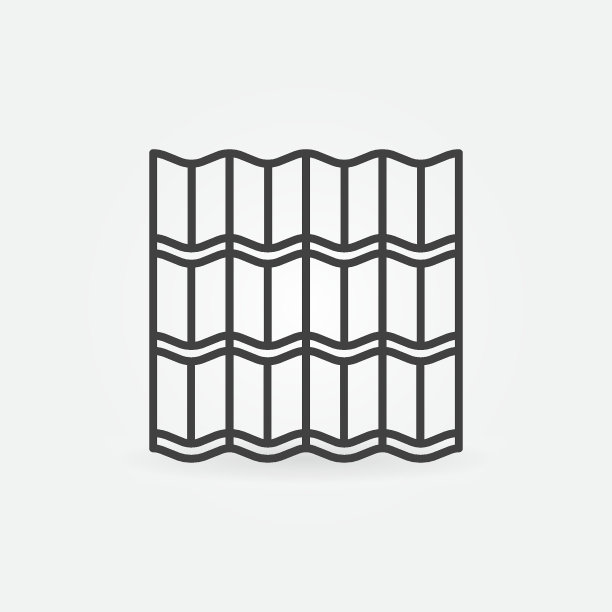 金属屋顶矢量概念最小轮廓图标或符号图片下载