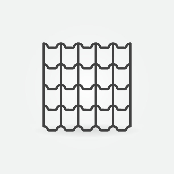 屋顶混凝土瓦矢量概念轮廓图标或标志图片下载