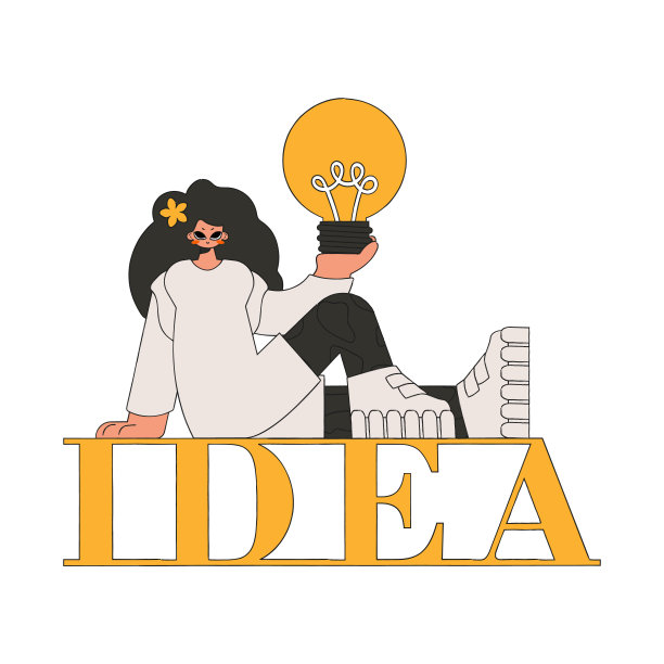 一位优雅的女士正举着一个灯泡。思想的主题。图片下载