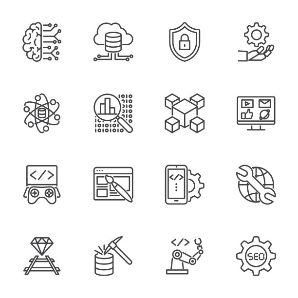 科技技能简约线条图标图片下载