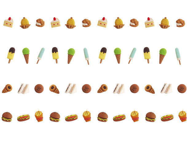 粘土做的糖果，冰淇淋，面包，快餐是主流图片下载