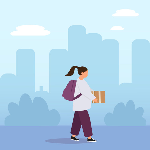 拎着箱子或包裹的女人。图片下载