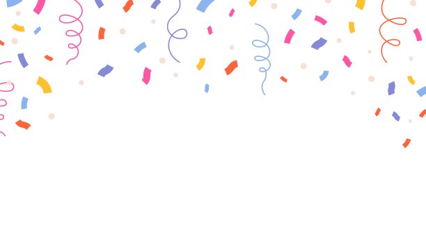 庆祝海报上有五彩纸屑。节日横幅，周年纪念，生日或毕业矢量背景。五彩纸屑和彩带飞舞图片下载