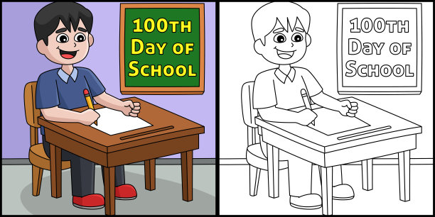100天的学生写作插图图片下载