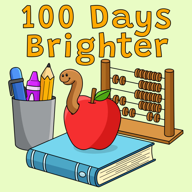 100天的学校明亮的彩色漫画图片下载