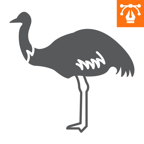 鸵鸟实心图标图片下载