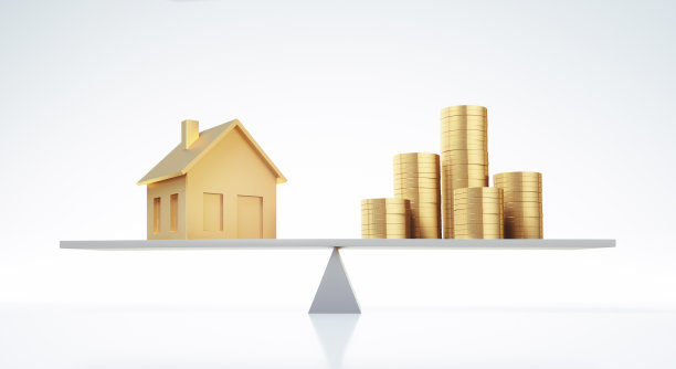 房子和硬币的跷跷板图片下载