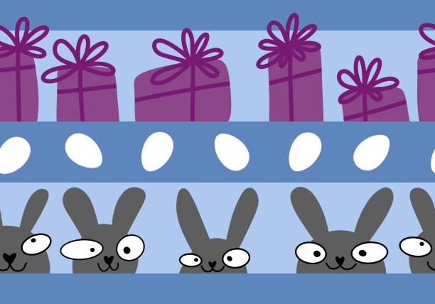 用于织物、纺织品、包装和亚麻布的卡通兔子无缝图案图片下载