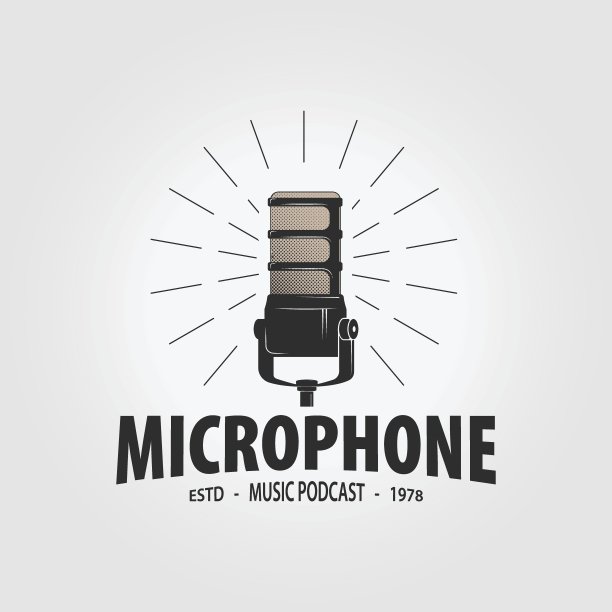 简单的麦克风播客标志图标矢量设计说明图片下载