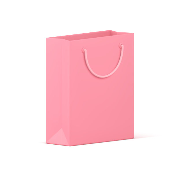 粉色纸购物袋商店销售折扣特惠包装目前3d图标逼真矢量图片下载