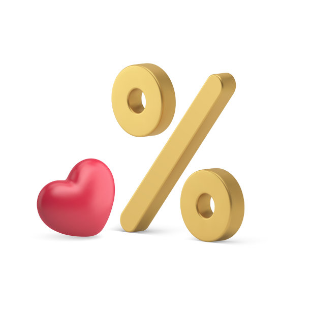出售情人节购物折扣百分比红心装饰3d图标现实矢量图片下载