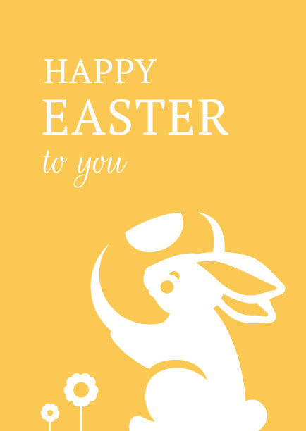 复活节快乐复古贺卡兔子与鸡蛋设计模板矢量平面插图图片下载